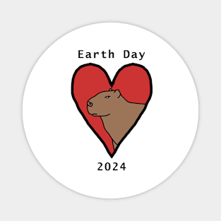 Earth Day 2024 Capybara Heart Magnet